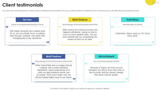 Client Testimonials Task Automation Company Investor Funding Elevator Pitch Deck Client Testimonials Task Automation Company Investor Funding Elevator Pitch Deck
