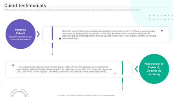 Client Testimonials Website Traffic Boosting Tool Investor Funding Elevator Pitch Deck Client Testimonials Website Traffic Boosting Tool Investor Funding Elevator Pitch Deck
