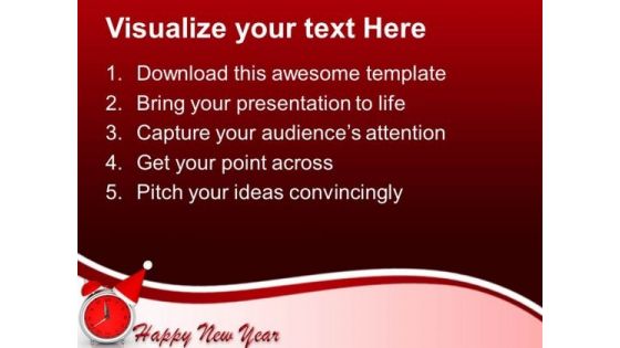 Clock With Christmas Hat New Year PowerPoint Templates Ppt Backgrounds For Slides 1212