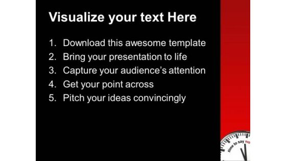 Clock With Time To Say No Business PowerPoint Templates Ppt Backgrounds For Slides 0213