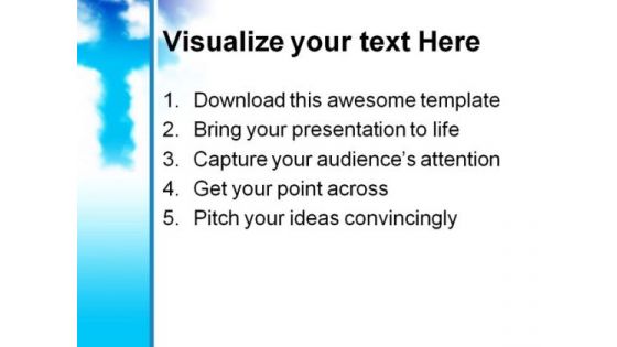 Clouds Cross Beauty PowerPoint Template 0610