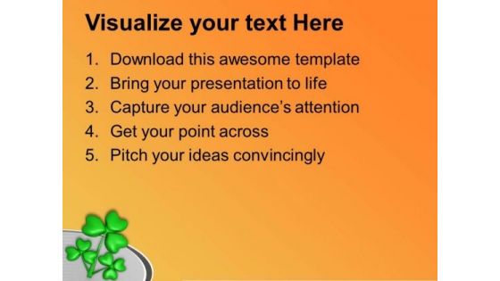 Clover Leaf With Abstract Background PowerPoint Templates Ppt Backgrounds For Slides 0713