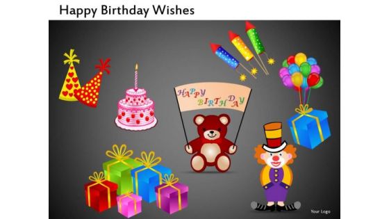 Clown Teddy Bear Gifts PowerPoint Clipart Graphics Slides