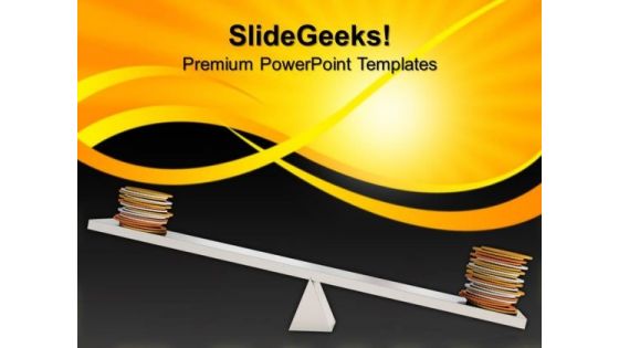 Coins Lying On Seesaw Growth Success PowerPoint Templates And PowerPoint Themes 0912