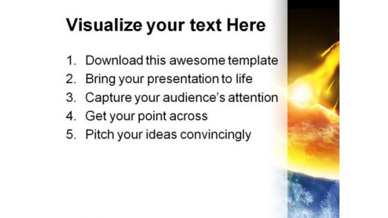 Collision Asteroid Globe PowerPoint Template 0610