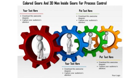 Colored Gears And 3d Men Inside Gears For Process Control