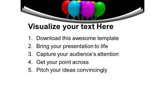 Colorful Balloons On Black Background PowerPoint Templates Ppt Backgrounds For Slides 0213