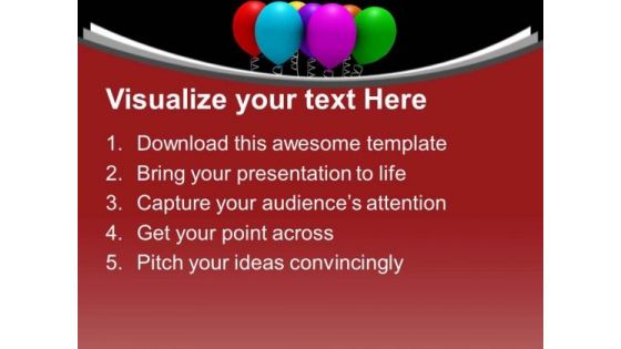 Colorful Balloons On Black Background PowerPoint Templates Ppt Backgrounds For Slides 0213