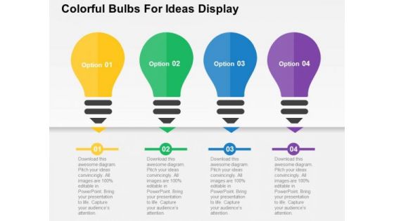 Colorful Bulbs For Ideas Display PowerPoint Templates