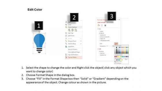Colorful Bulbs For Ideas Display PowerPoint Templates