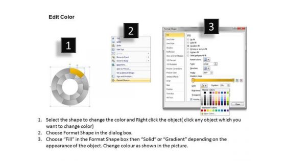 Colorful Concentric Process 7 Stages Business Planning PowerPoint Slides