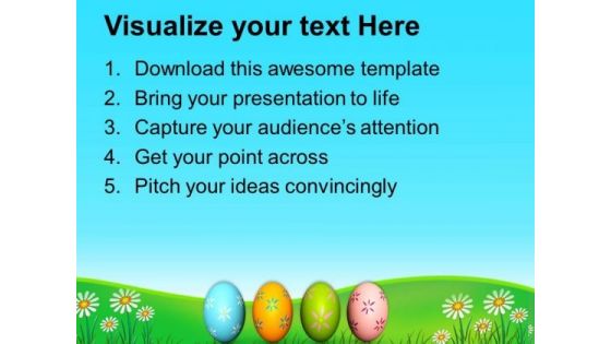 Colorful Easter Eggs On White Background PowerPoint Templates Ppt Backgrounds For Slides 0313