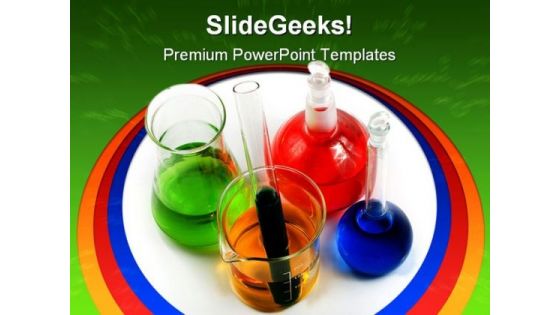 Colorful Flasks Medical PowerPoint Template 0610