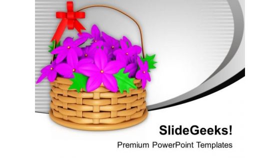 Colorful Flower Basket With Bow PowerPoint Templates Ppt Backgrounds For Slides 1212