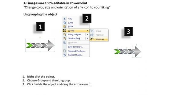 Colorful Illustration Using Arrows Flow Chart PowerPoint Slides