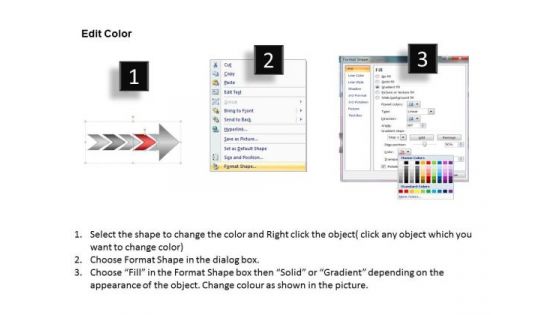 Colorful Illustration Using Arrows Meeting Process Flow Chart PowerPoint Templates