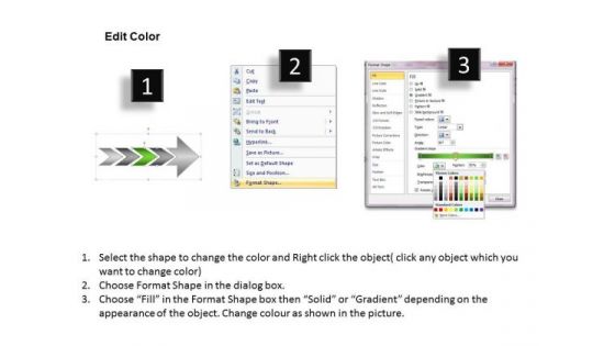 Colorful Illustration Using Arrows Sample Flow Charts PowerPoint Slides