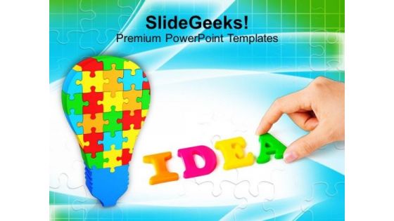 Colorful Jigsaw Puzzle With Word Idea PowerPoint Templates Ppt Backgrounds For Slides 0113