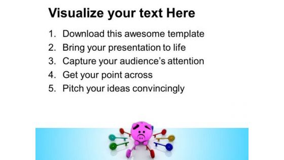 Colorful Keys And Piggy Bank Business PowerPoint Templates And PowerPoint Themes 1012