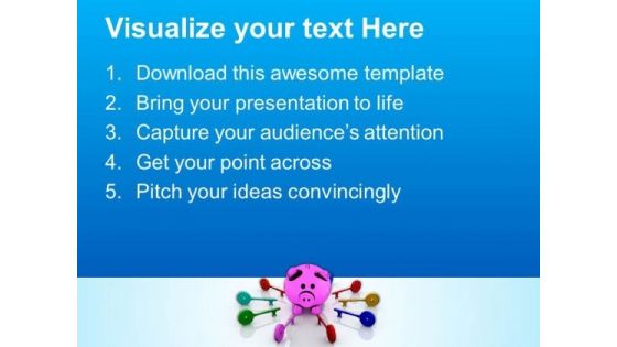 Colorful Keys And Piggy Bank Business PowerPoint Templates And PowerPoint Themes 1012