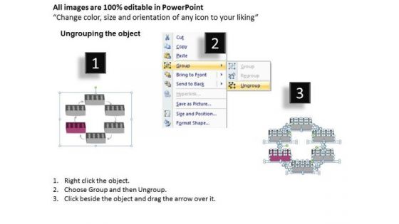 Colorful Lego Process Circular Manner 6 Steps Business Plan Outline PowerPoint Slides