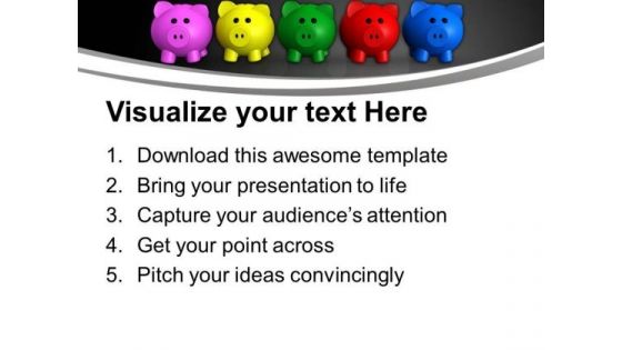 Colorful Piggy Banks Future Savings PowerPoint Templates Ppt Backgrounds For Slides 0113