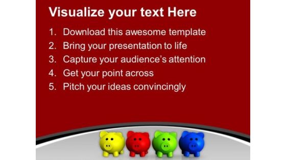 Colorful Piggy Banks Money Saving Concept PowerPoint Templates Ppt Backgrounds For Slides 0113