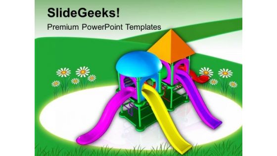 Colorful Swings In Playground For Children PowerPoint Templates Ppt Backgrounds For Slides 0713