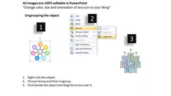 Colorful Text Boxes Demonstrating 7 Different Issues Cycle Process Diagram PowerPoint Slides