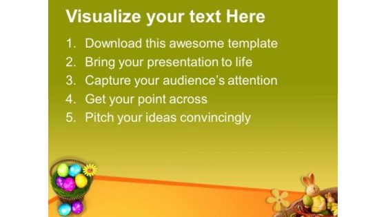Colourful Easter Eggs In A Basket PowerPoint Templates Ppt Backgrounds For Slides 0313