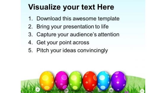 Colourful Easter Eggs In A Row PowerPoint Templates Ppt Backgrounds For Slides 0313