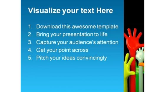 Colourful Hands People PowerPoint Template 1110