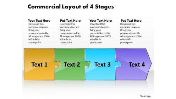 Commercial Layout Of 4 Stages Company Process Flow Chart PowerPoint Slides