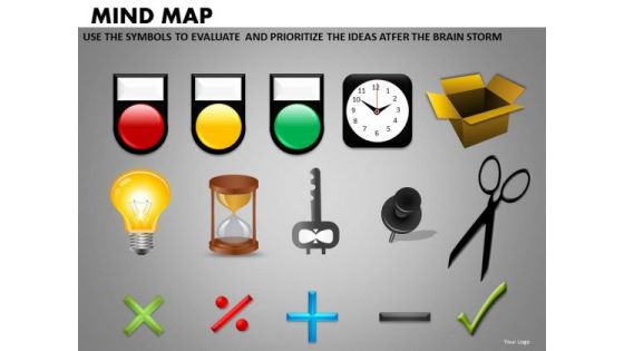 Commonly Used Mind Map Icons On Ppt Slides
