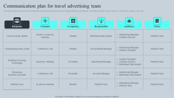 Communication Plan For Travel Advertising Team Tours And Travel Business Advertising Summary Pdf Communication Plan For Travel Advertising Team Tours And Travel Business Advertising Summary Pdf