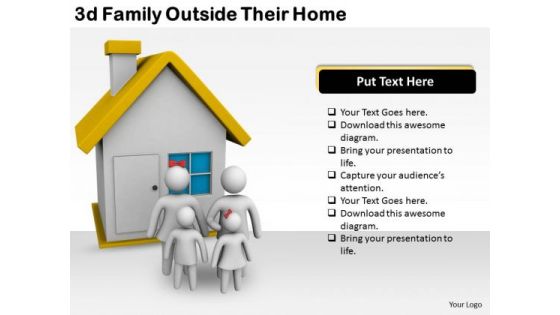 Company Business Strategy 3d Family Outside Their Home Concept