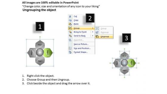 Company Business Strategy 4 Stages Cycle Hexagonal Diagram Unit