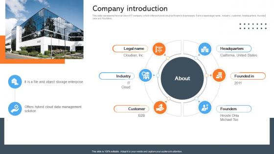 Company Introduction Data Management Company Investor Funding Pitch Deck