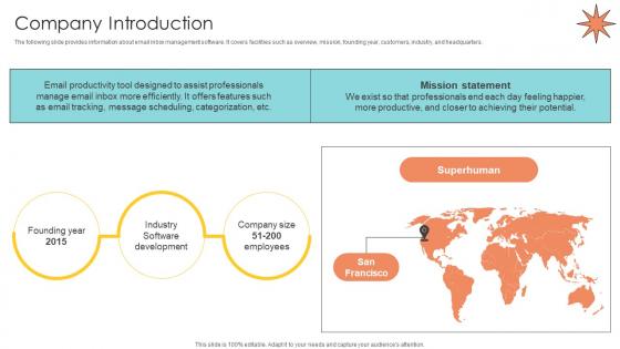 Company Introduction Email Management Technology Pitch Deck Company Introduction Email Management Technology Pitch Deck