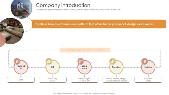 Company Introduction Furniture Manufacturing Firm Investor Funding Ppt Template