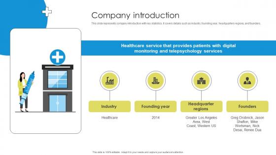 Company Introduction Medicare Platform Investor Funding Elevator Pitch Deck
