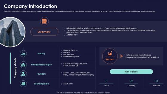 Company Introduction Online Financial Services Platform Ppt Example