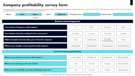 Company Profitability Survey Form Survey Ss Company Profitability Survey Form Survey Ss