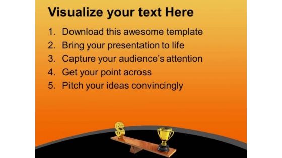 Comparison Between Dollar And Trophy Winners PowerPoint Templates Ppt Backgrounds For Slides 0313