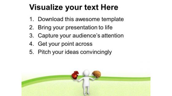 Comparison Between Heart And Brain PowerPoint Templates Ppt Backgrounds For Slides 0713