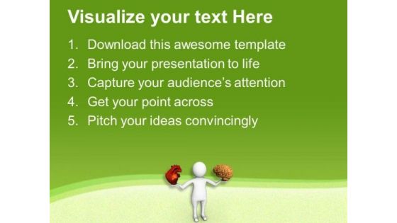 Comparison Between Heart And Brain PowerPoint Templates Ppt Backgrounds For Slides 0713
