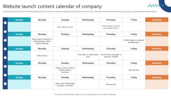 Complete Guide To Launch Website Launch Content Calendar Of Company
