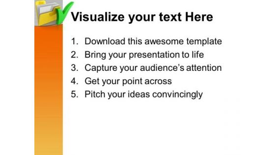 Computer Folder With Check Mark Business PowerPoint Templates And PowerPoint Themes 0912