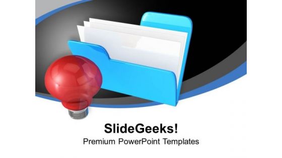 Computer Folder With Light Bulb Technology PowerPoint Templates Ppt Backgrounds For Slides 0113