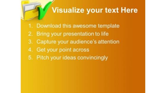 Computer Folder With Tick Symbol PowerPoint Templates And PowerPoint Themes 0712